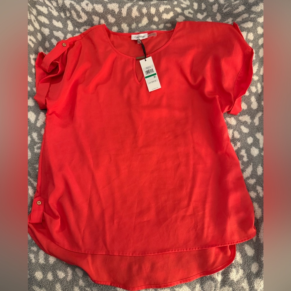 Calvin Klein Women's Red/Coral Blouse